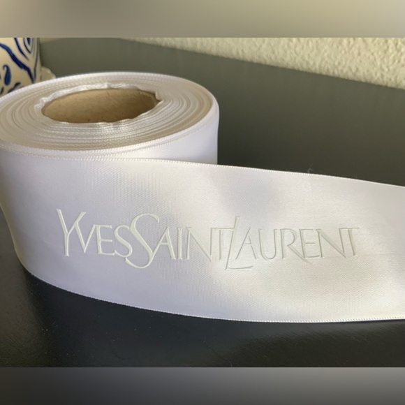 Vintage Unused Yves Saint Laurent Satin Ribbon White 2 inch Wide - Picture 1 of 5